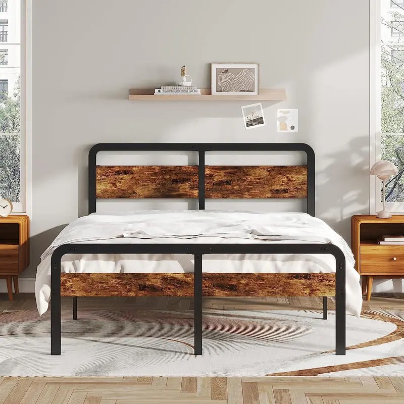 Enhance Your Bedroom with Custom Wood Bedroom Furniture - King Size Bed Frame with Wood Headboard and Footboard