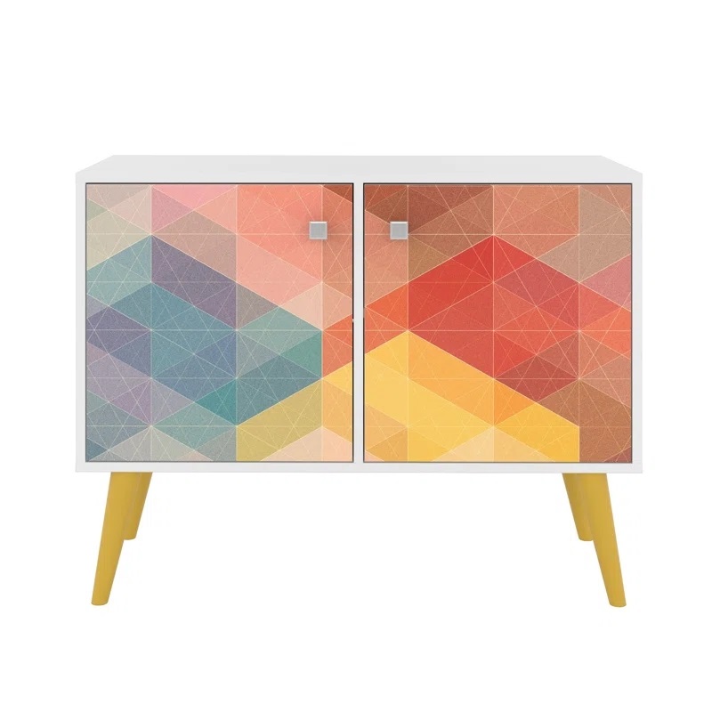 Add a Splash of Color to Your Living Space with the Mid-Century Modern Funky Double End Table Cabinet