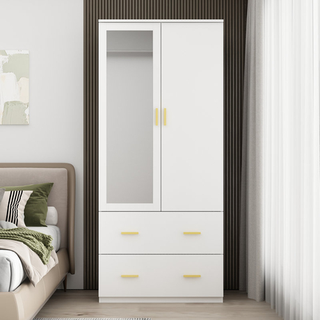 Basic Modern Design Portable Clothes Armoire Wardrobe Mirror Door Wardrobe Interiors