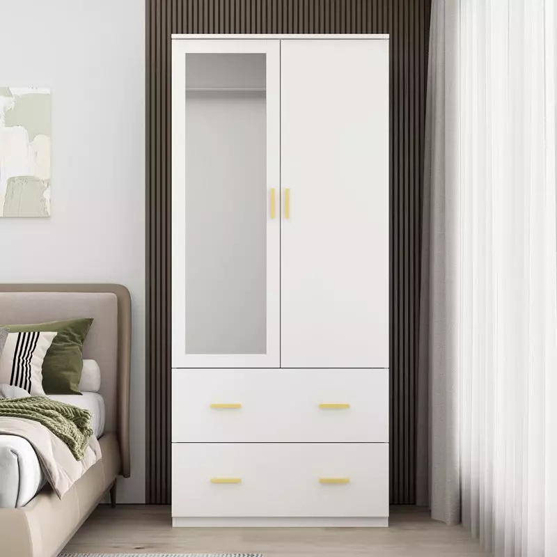 Exquisite White Wardrobe with Mirror