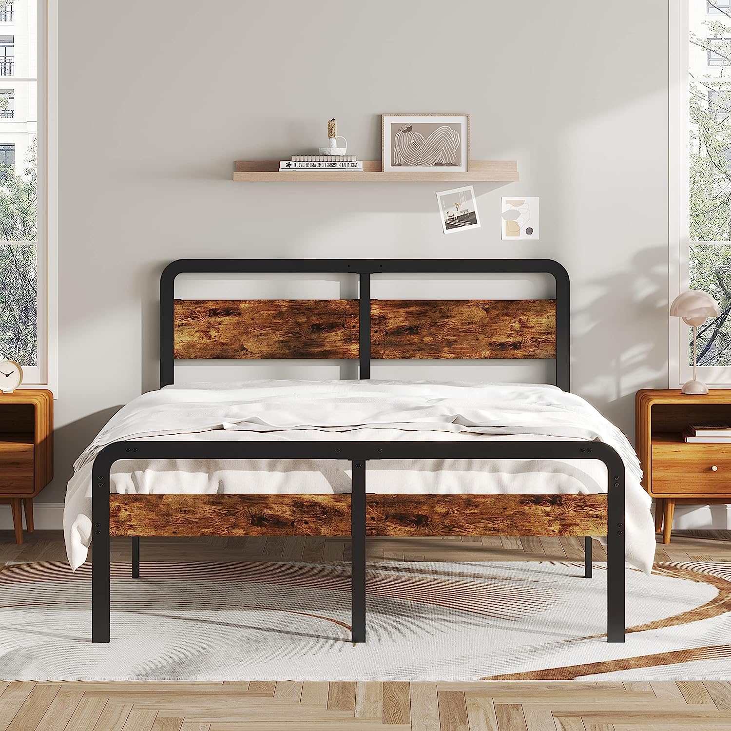 Custom Wood Bedroom Furniture King Size Bed Frame with Wood Headboard And Footboard Platform King Bed Frame for Bedroom