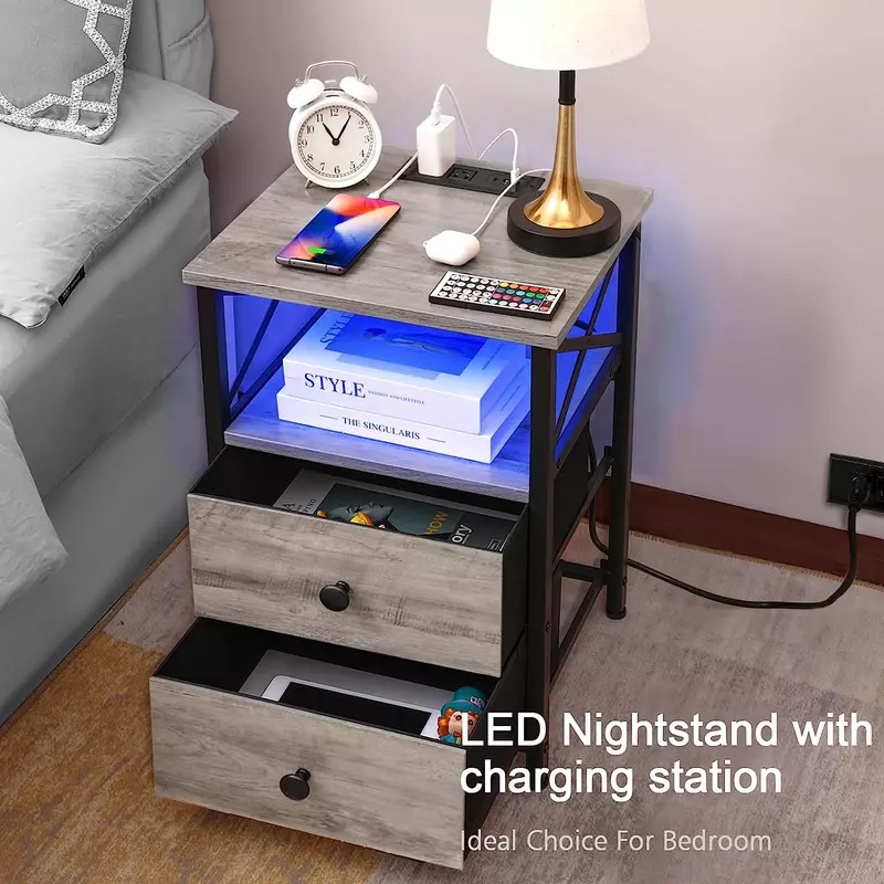 Bedside Table LED Lights Nightstands