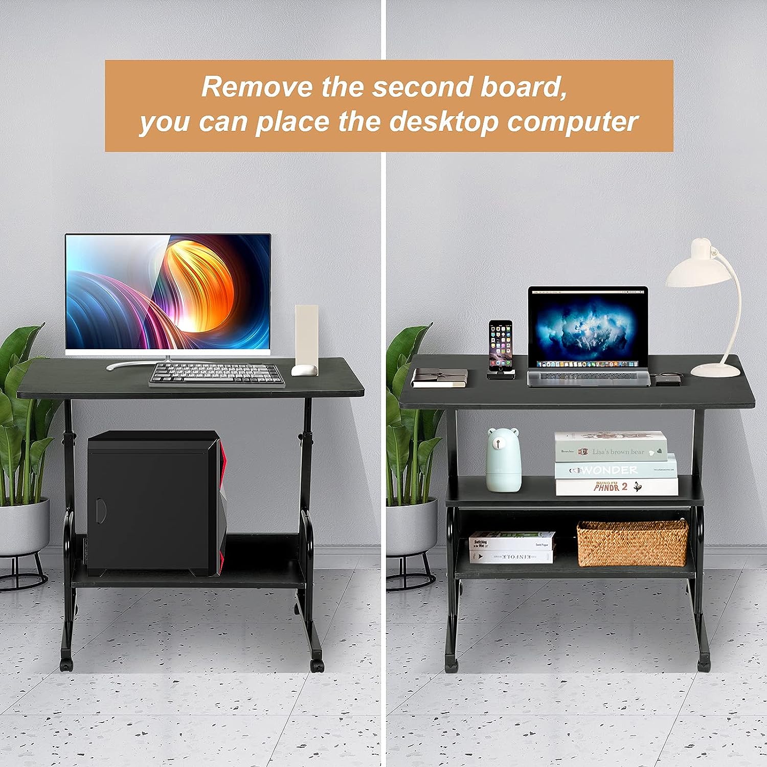 Ikegao Adjustable Standing Desk Portable Laptop Computer Table Home Office Table Mobile Rolling Desk