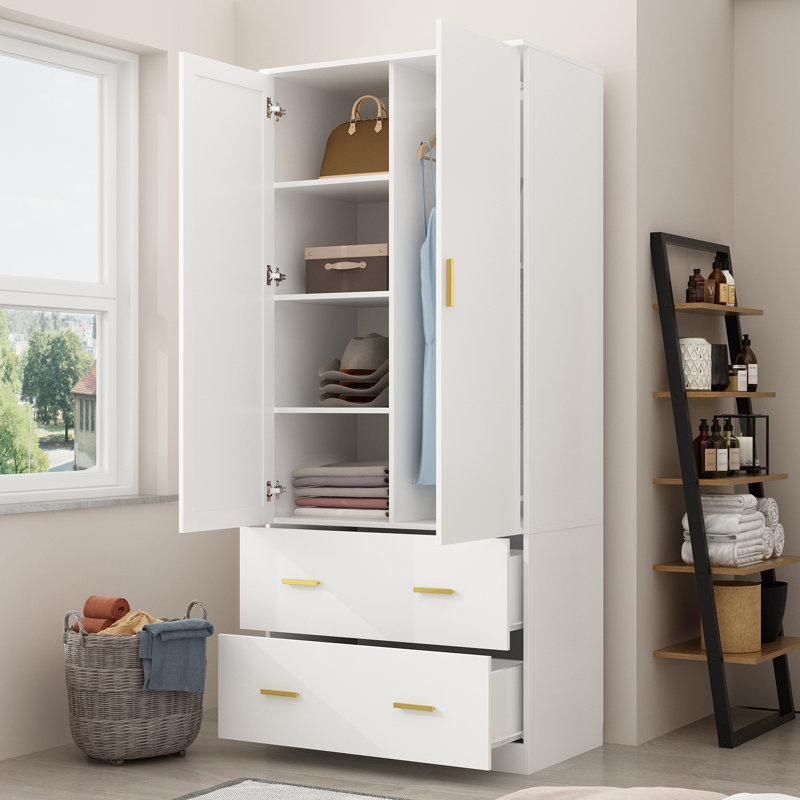 Basic Modern Design Portable Clothes Armoire Wardrobe Mirror Door Wardrobe Interiors