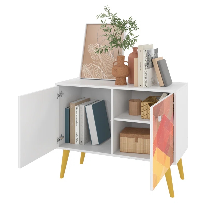MID-Century Modern Funky Double End Table Sideboard for Living Room Use