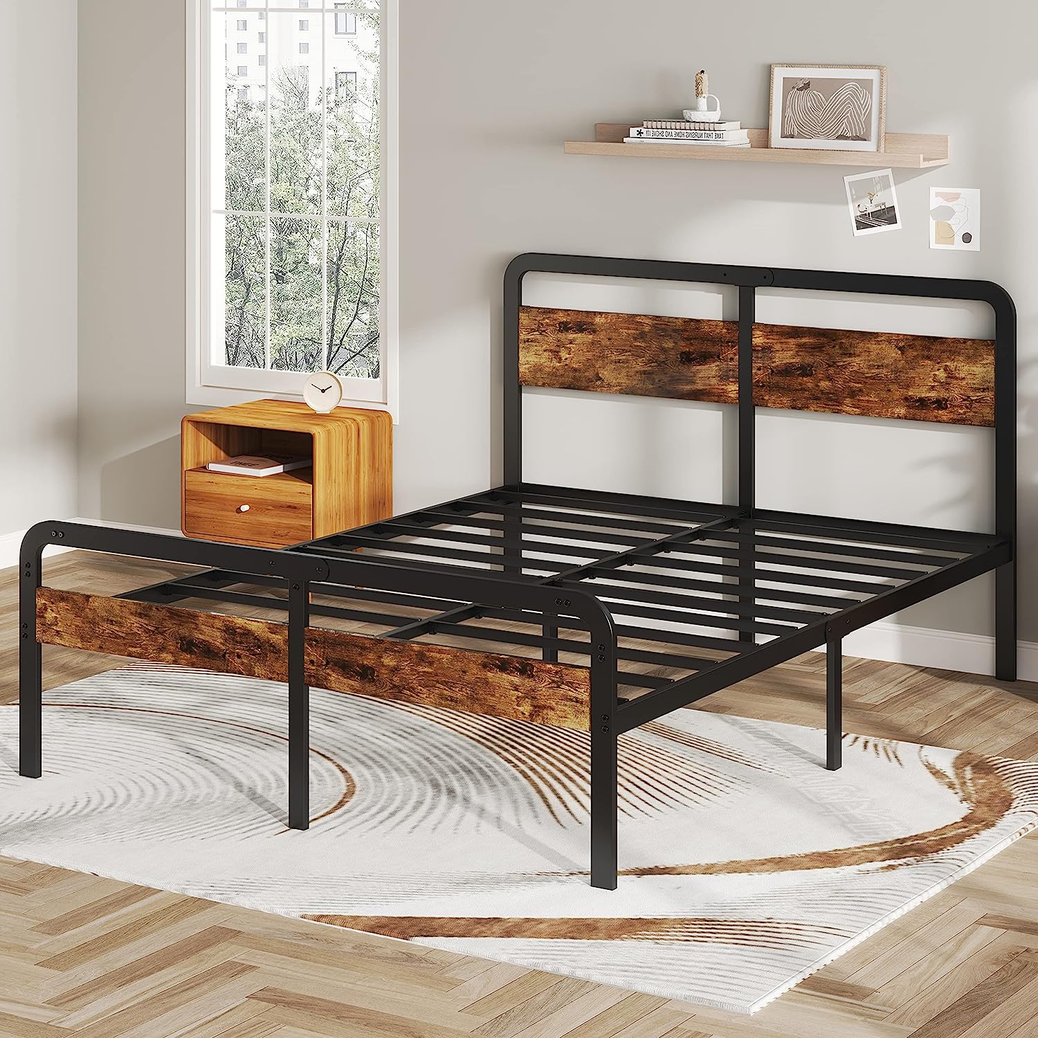 Custom Wood Bedroom Furniture King Size Bed Frame with Wood Headboard And Footboard Platform King Bed Frame for Bedroom