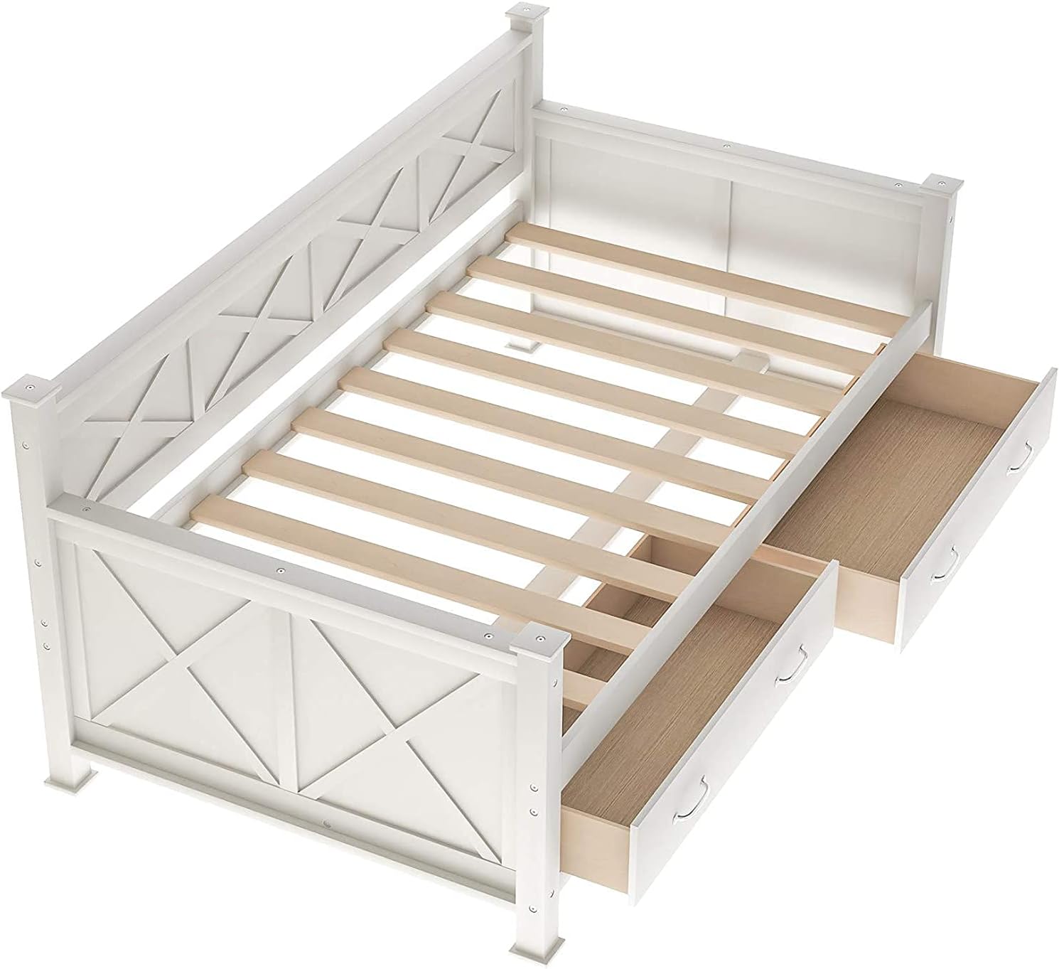 Wooden Frame Single Daybed Storage Sofa Bed with 2 Storage Drawers