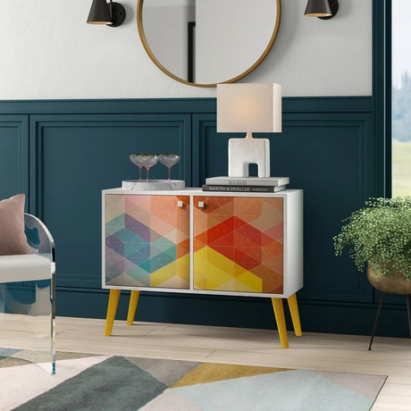 MID-Century Modern Funky Double End Table Sideboard for Living Room Use