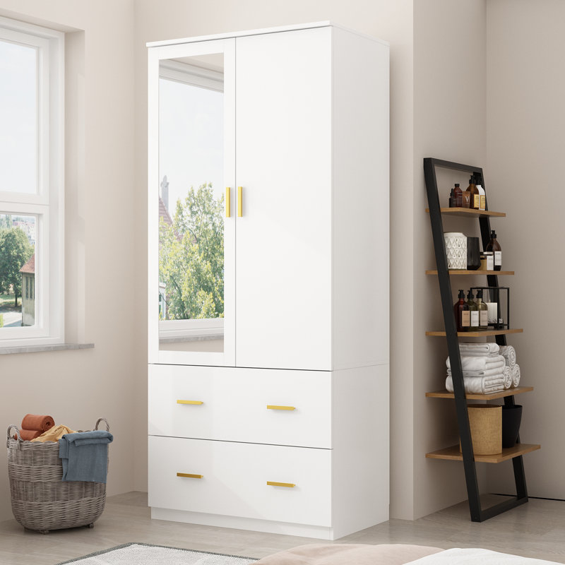 Basic Modern Design Portable Clothes Armoire Wardrobe Mirror Door Wardrobe Interiors