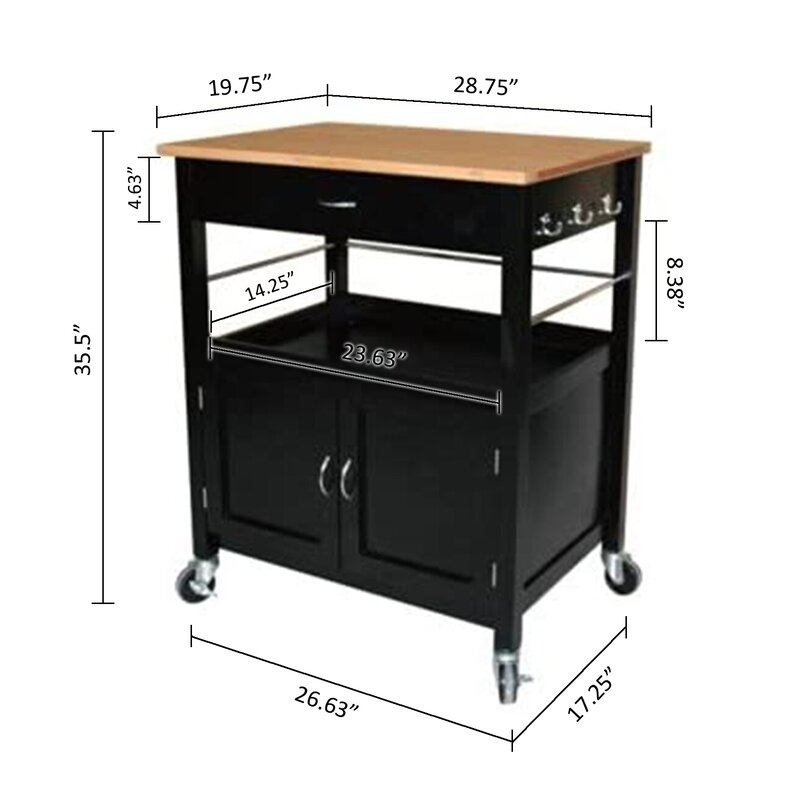 Mini Black Kitchen Trolley for Kitchen