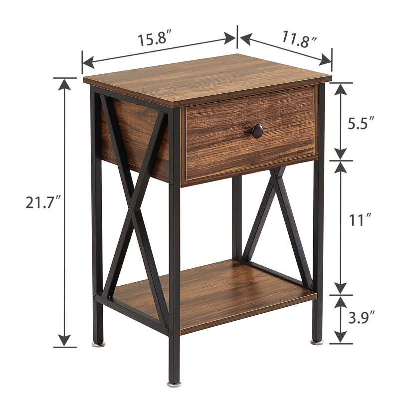 Small Size Rustic Oak Home Side Table