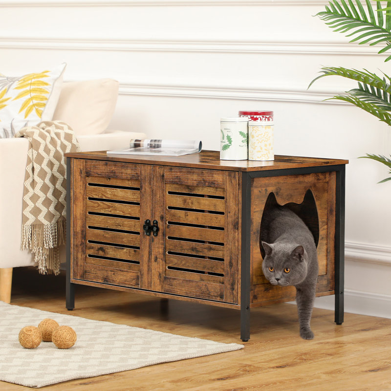 Wooden Pet House Multifunctional Cat Furniture with Hidden Cat Cabinet