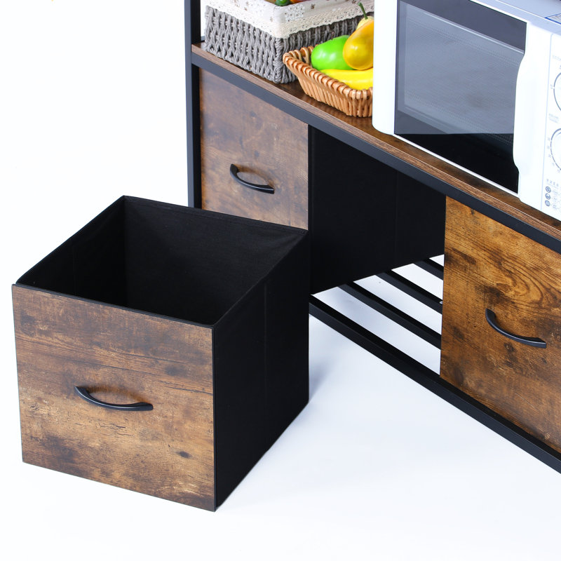MDF Baker's Rack with Storage for Kitchen Dining Room with 3 Removable Baskets