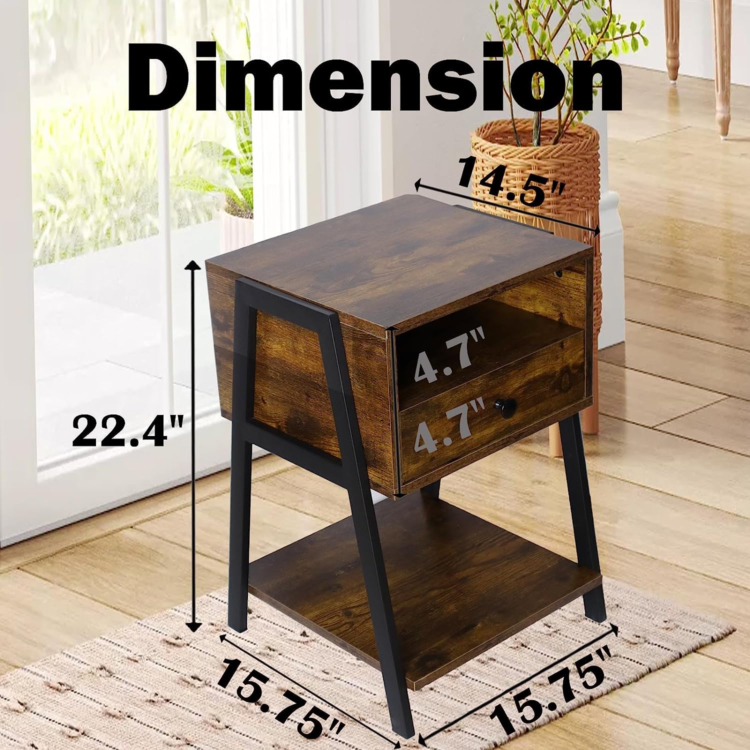 Small Side Table NightStand/End Table with Drawer for Living Room
