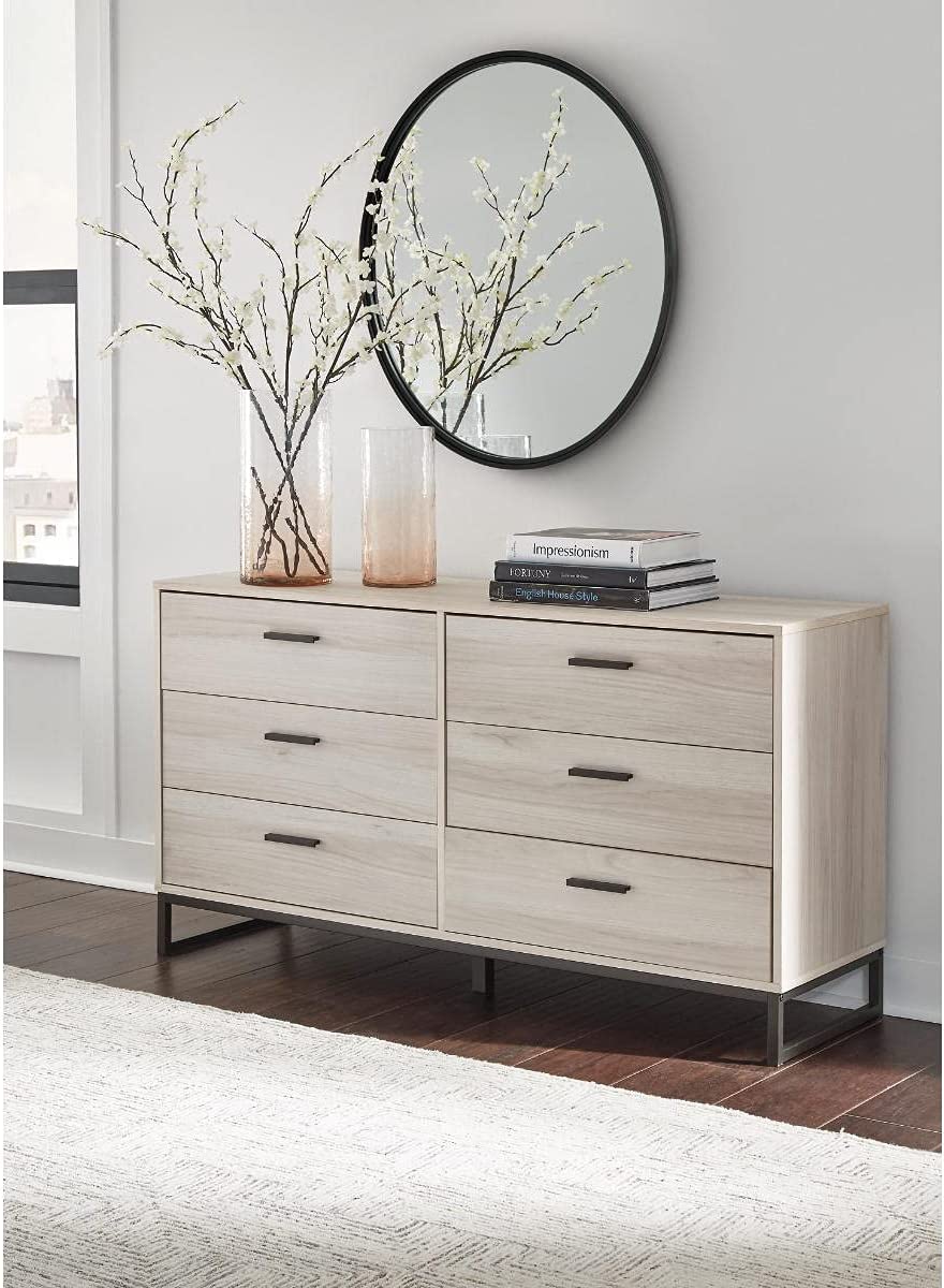 Modern Industrial 6 Drawer 54" Dresser for Bedroom