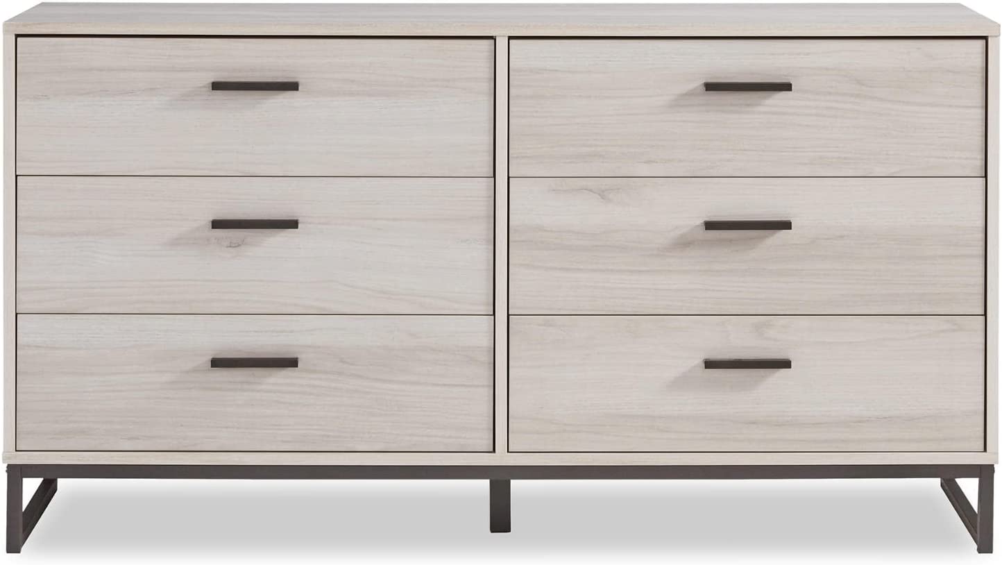 Modern Industrial 6 Drawer 54" Dresser for Bedroom