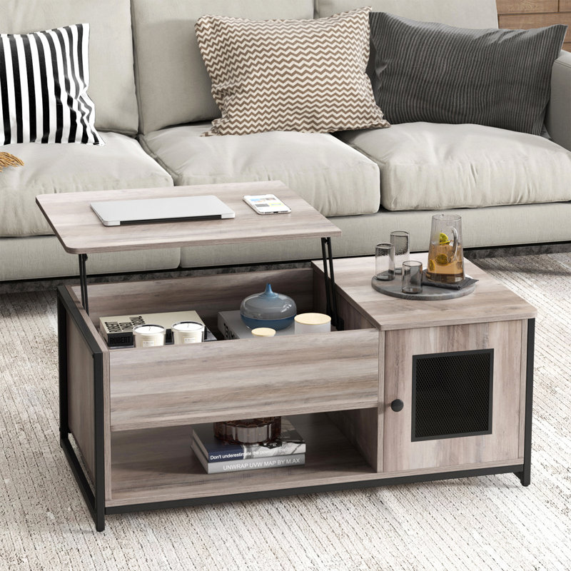 Modern Lift Top Wooden Coffee Table with Large Hidden Compartment