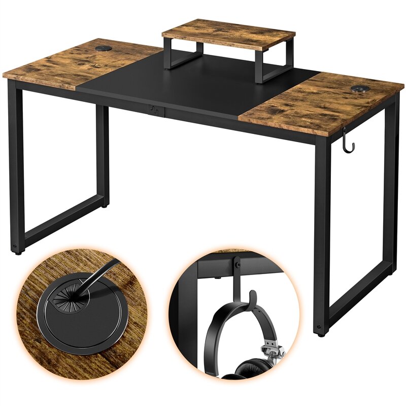 Simple Style Cheap Price Wood And Metal Computer Desk Home Office PC Laptop Work Study Corner Desk