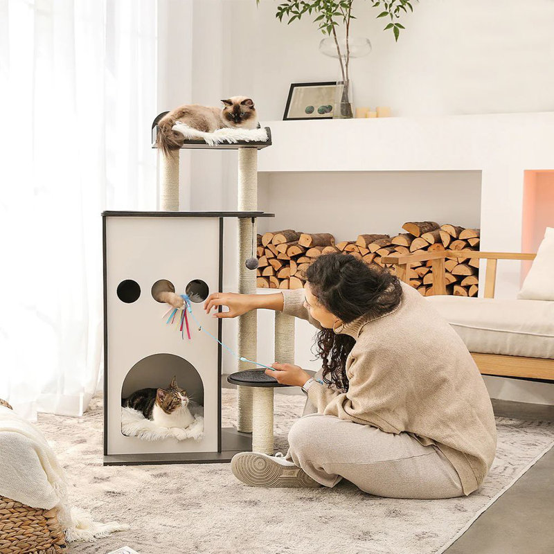 Wooden Custom Size Wooden Luxury Cat Tree Multi-Level Pet Climbing Scratcher