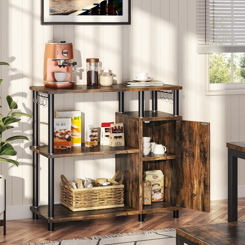 Kitchen Bakers Rack Cupboard Adjustable Microwave Oven Microwave Stand Shelf Rack