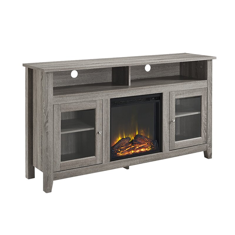 Vintage TV fireplace Stand for TVs up to 65" 