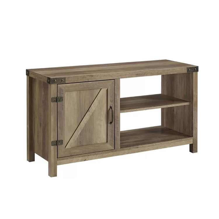 Smart driftwood tv stand in living room