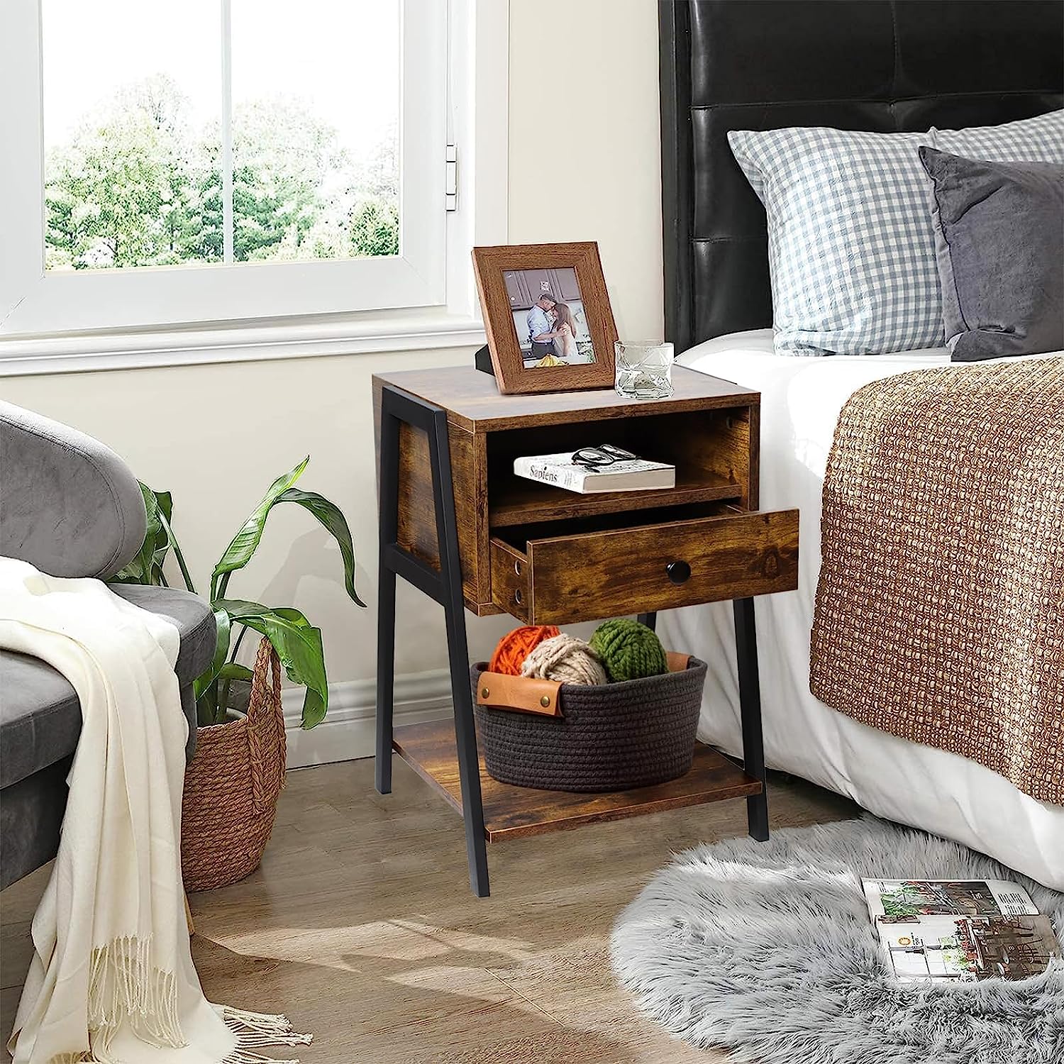 Small Side Table NightStand/End Table with Drawer for Living Room