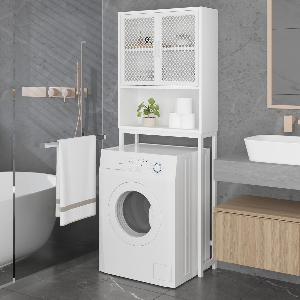 Industrial Bathroom Organizer Over Toilet Freestanding Bathroom Storage Cabinet with Rack