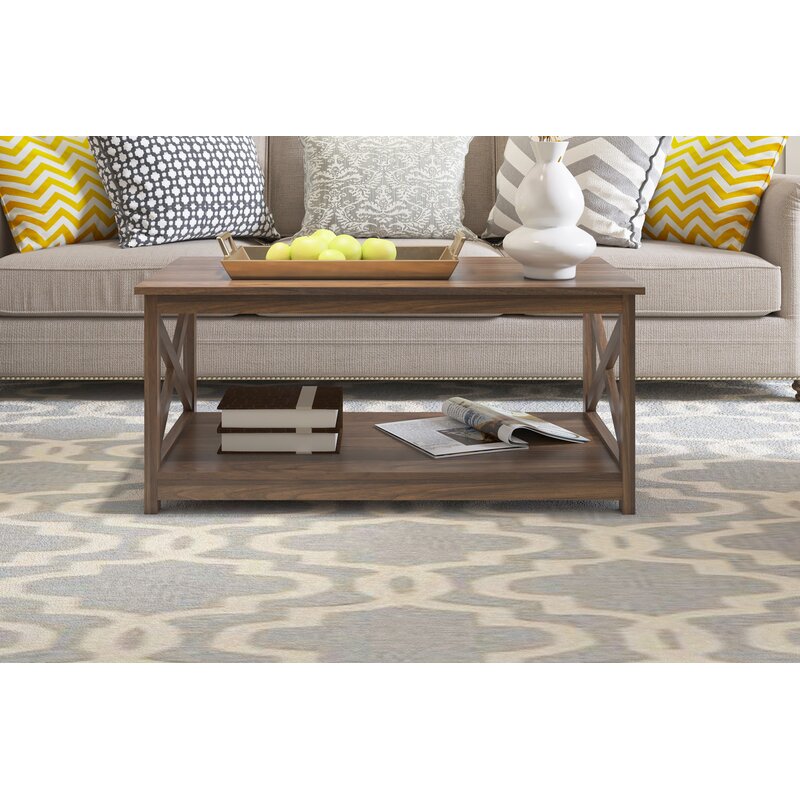 Light Wood Rectangle Grey Coffee Table