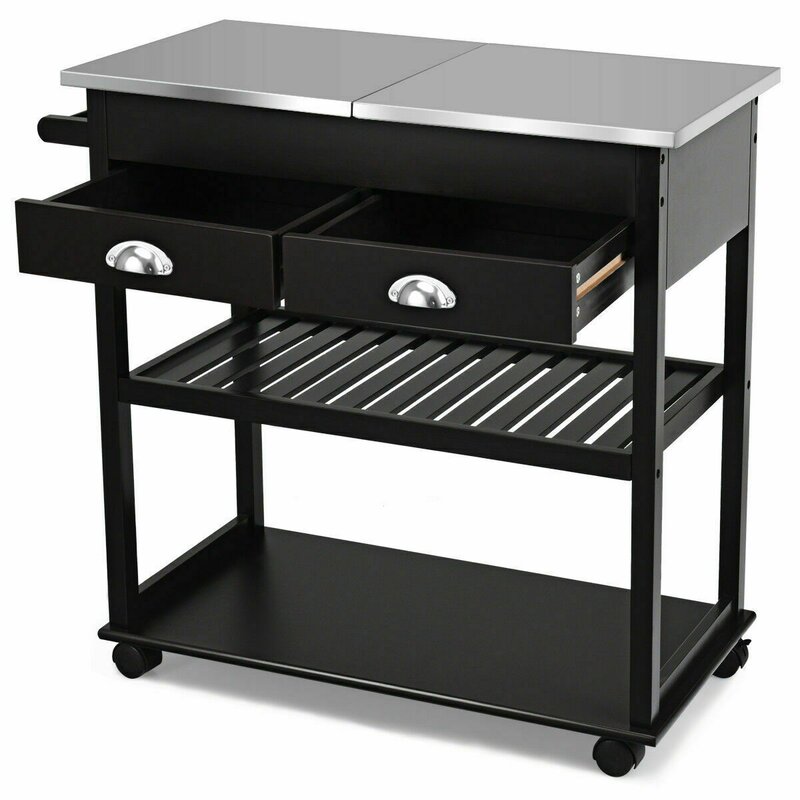 Rolling Black Kitchen Trolley for kitchen