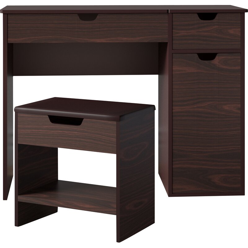 Wood Foldable Vanity Table Cheap for Bedroom with Chair