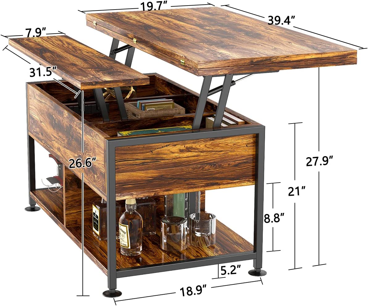 Lift Top Coffee Table 3 in 1 Multi-Function Coffee Table with Storage 