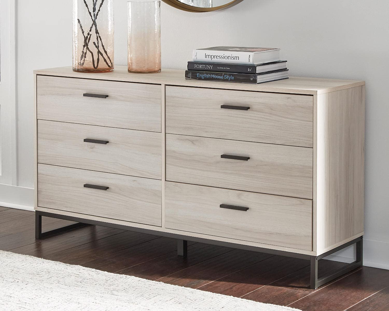 Modern Industrial 6 Drawer 54" Dresser for Bedroom