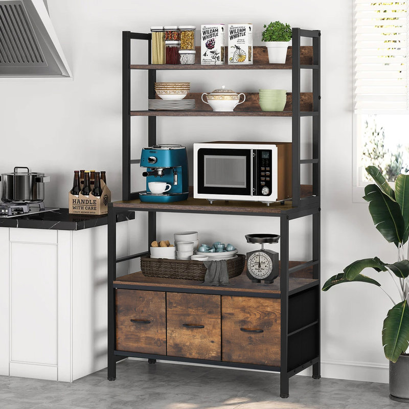 MDF Baker's Rack with Storage for Kitchen Dining Room with 3 Removable Baskets