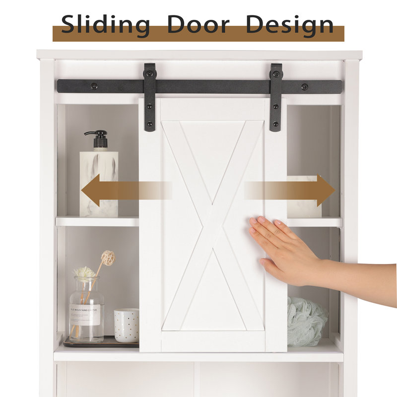 White Sliding Barn Door Bathroom Toilet Space Saver