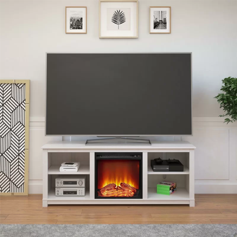 small modern design LED tv stand in bedroom