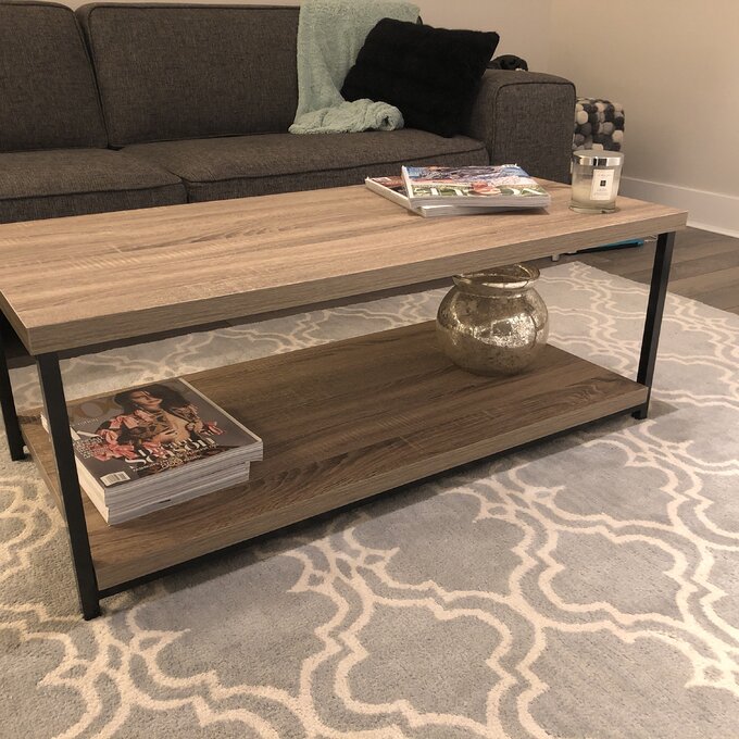 Iron Frame Wood White Oak Coffee Table