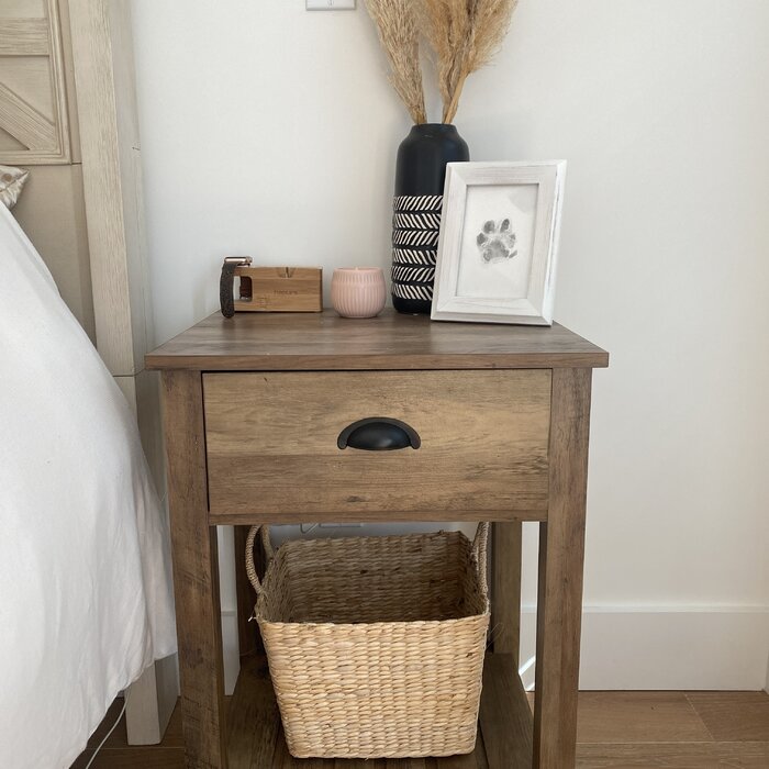 16 Inch Stone Grey Night Stand for Bedroom