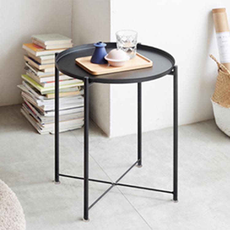 Metal Small Black Round Coffee Table
