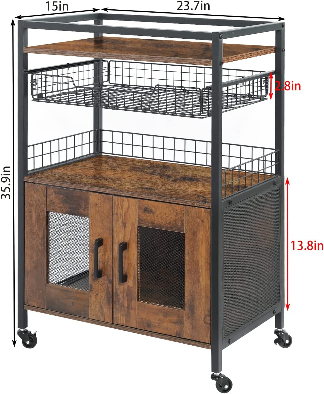 Kitchen Island Microwave Cart Stand Kitchen Trolley with Storage Cabinet Drawer Bar Cart Rolling Coffee Cart Home Bakers