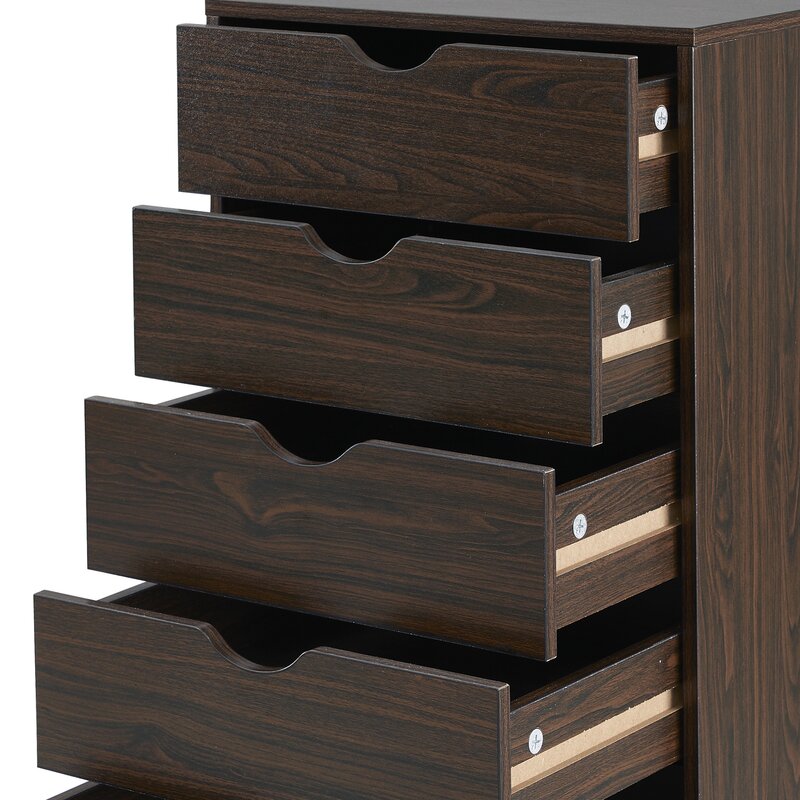 Mobile Wooden 5 Drawer Office/Home Storage File Cabinet