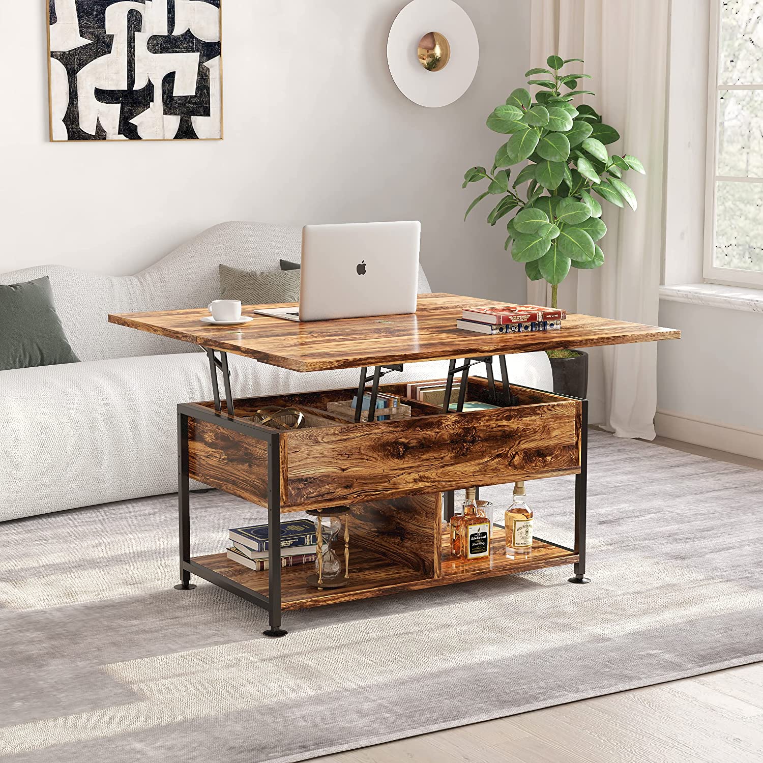 Lift Top Coffee Table 3 in 1 Multi-Function Coffee Table with Storage 