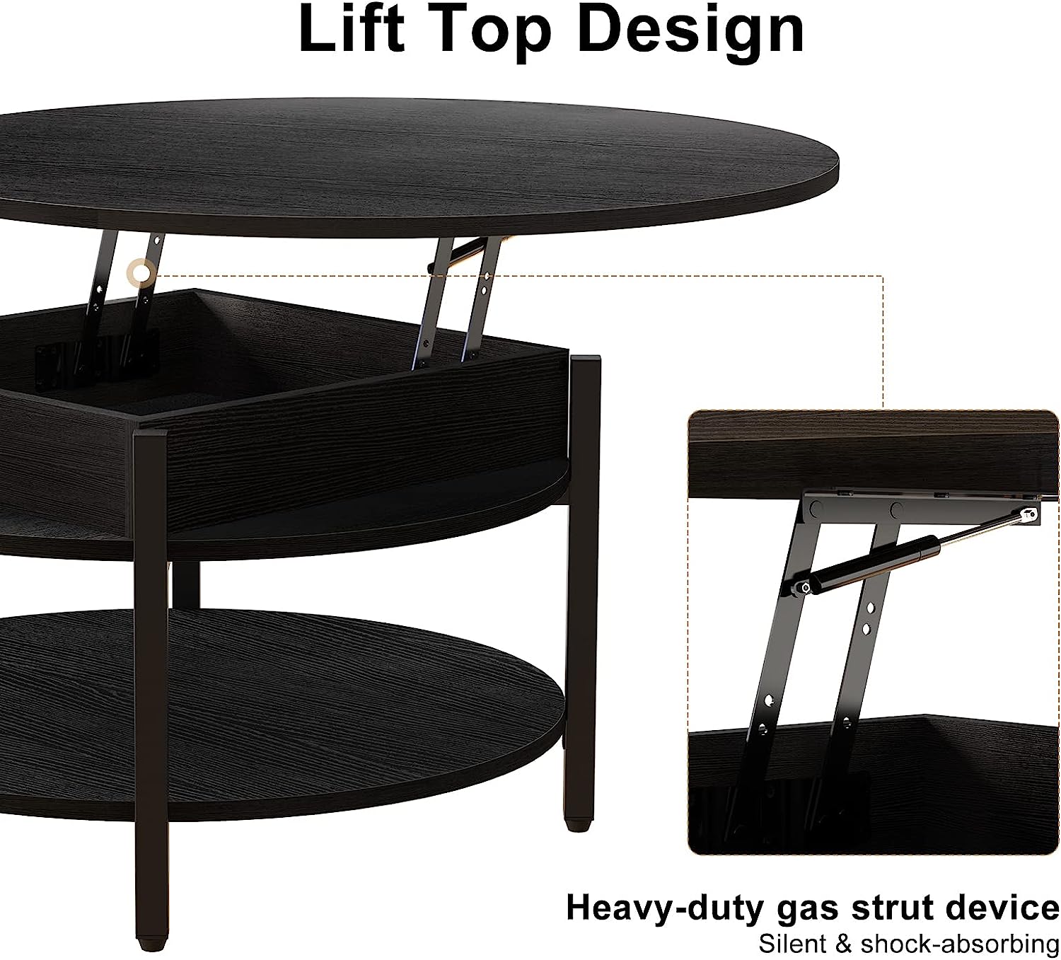 Wholesale Round Lift Top Coffee Table with Storage And Hidden Compartment for Living Room