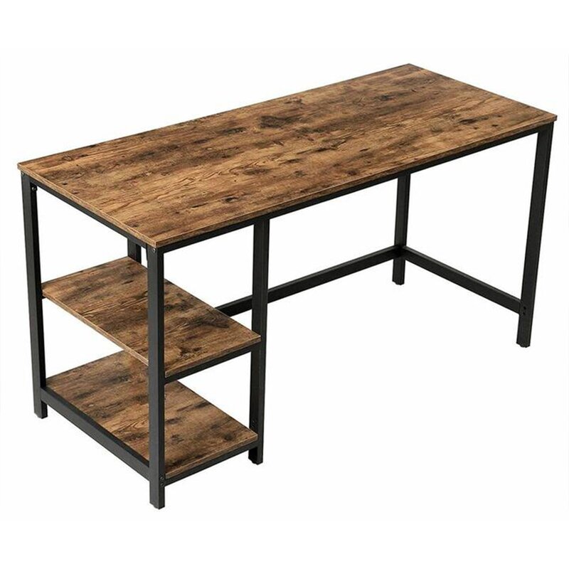 Office Desk with 2-Tier Storage Shelves Computer Desk Modern Workstation Study Working Writing Desk