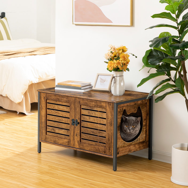 Wooden Pet House Multifunctional Cat Furniture with Hidden Cat Cabinet