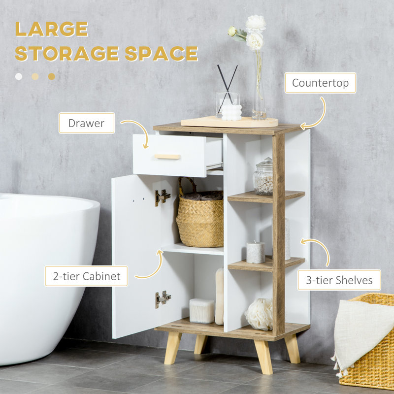 Natural Bathroom Wooden Storage Cabinet