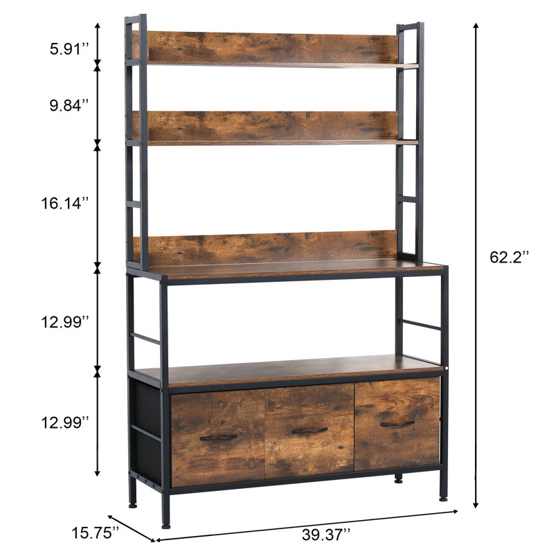 MDF Baker's Rack with Storage for Kitchen Dining Room with 3 Removable Baskets