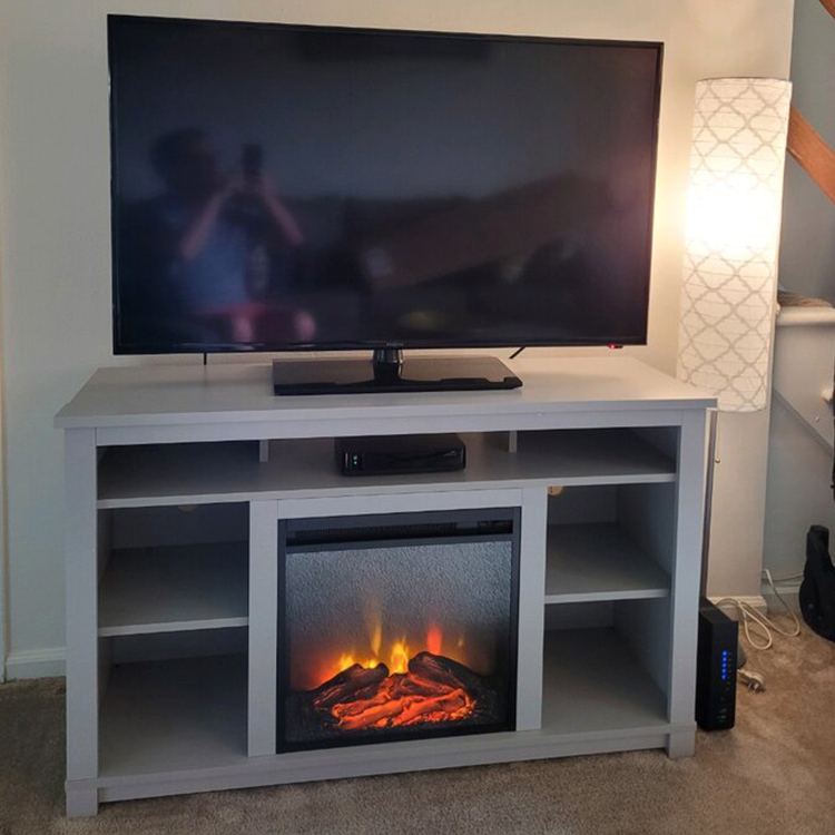 Slim Rustic Oak Tv Stand in Living Room