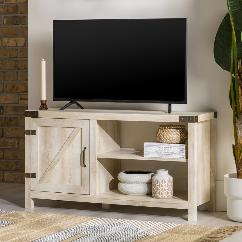 Smart driftwood tv stand in living room