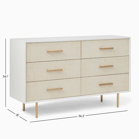 Wooden 6-Drawer Dresser for Living Room Bedroom